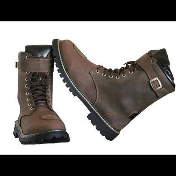 Men Military Motorcycle Biker Combat Riding Ankle Leather Boots - Picture 6 of 10